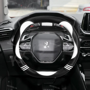 Peugeot 3008 4008 5008 için Sevimli Araba direksiyon kılıfı Karbon Fiber + PU Deri Karikatür Kadın Oto Aksesuarları iç Coche