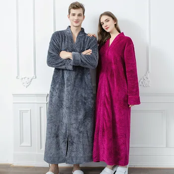Pijama pijama gecelik erkek ve kadın bornoz kış uzun bornoz sıcak yumuşak flanel elbiseler
