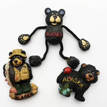 QIQIPP Alaska ayı üç boyutlu el sanatları manyetik etiket buzdolabı sticker yaratıcı dekorasyon koleksiyonu arkadaşı hediye