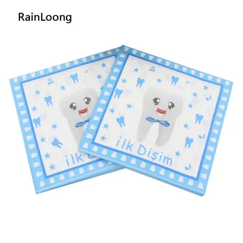 [RainLoong] Kağıt Mavi Peçete Şenlikli & Parti Malzemeleri Doku Baskılı Peçete Renkli Kaynağı Parti 33*33 cm 1 paket