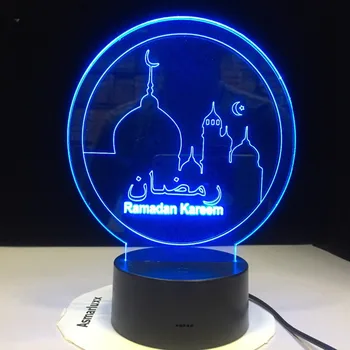 Ramazan İslam Nimet Mübarek 3D Akrilik LED Gece Lambası Oturma ofis konferans odası masası Lambası Yatak Odası Başucu Masa Lambası Tatil Gece Lambası