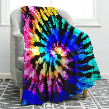 Renkli Battaniye Gökkuşağı Mavi Mor Boho Spiraller Psychedelic Baskı Battaniye Atar Sıcak Atmak kanepe için battaniye Ofis Erkek