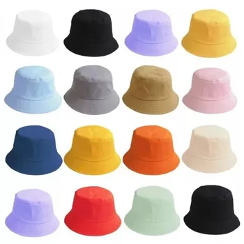 Saf Pamuk Vahşi Kova Şapka Açık Düz Renk güneş şapkası Yaz Unisex Panama Şapka Güneş Koruyucu Plaj Balıkçı Şapka Geniş Ağız