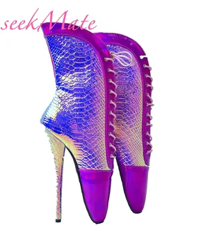 SeekMate Seksi Eğlenceli Özelleştirilmiş 19 CM Süper Yüksek Topuk Fetiş Bale ayakkabıları Büyük Renkli moda ayakkabılar