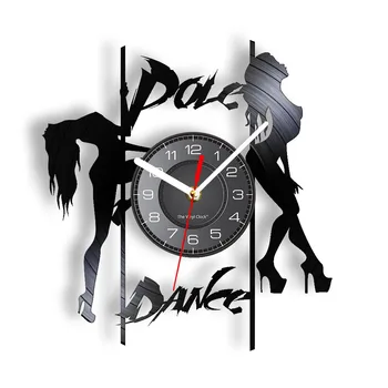 Seksi Kızlar Siluet Kutup Dans Retro Albümü duvar saati Çelik Tüp Dans Erotik Dans Vinil kayıt saati Akrobasi Ev Dekor