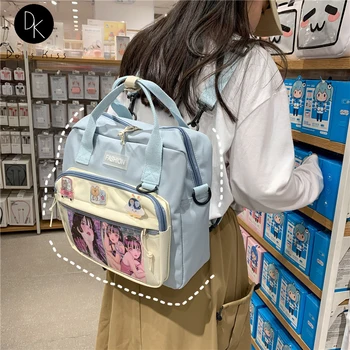 Sevimli Kadın 3 Yollu Sırt Çantaları Schoolbag Kawaii Kız Öğrenci Büyük Kapasiteli omuzdan askili çanta Sevimli Genç Seyahat Kitap Çantası Çanta