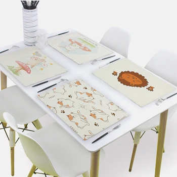 Sevimli Karikatür İçecek Coaster Aslan Tavşan Bardak 42x32cm Placemat İskandinav Tarzı Bez Peçete kurulama bezi Mutfak yemek masası Paspaslar