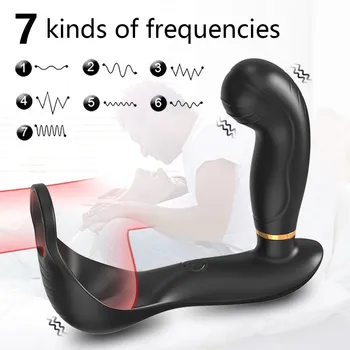 Silikon Erkek prostat masaj aleti 7 Hızları Seks Oyuncakları Erkekler İçin Kablosuz Uzaktan Kumanda Anal Vibratör Butt Plug İle Halka Penis