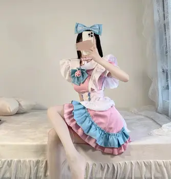 Sissy Hizmetçi Elbise Yeni Stil japon animesi Cosplay Tatlı Klasik Lolita Fantezi Önlük Hizmetçi Elbise Şapkalar Pembe Seti KADINLAR İÇİN