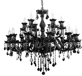 Siyah kristal avize avrupa tarzı oturma odası lamba, Modern Minimalist yatak odası yemek odası lambaları Villa mum ışıkları F9018#