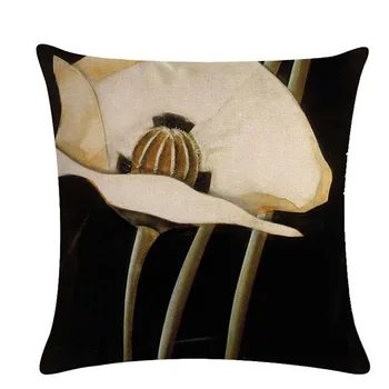 Siyah Ve Beyaz Çiçek minder örtüsü Keten Atmak yastık Kapakları Vintage Dekoratif 45x45cm Kanepe Yastık Moda İskandinav Yastık Kılıfı
