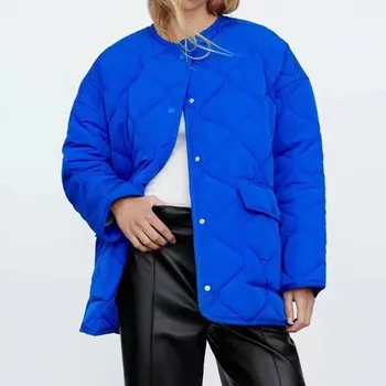 Sonbahar Kış İnce Ceketler kadın %100 % Pamuk Tek Göğüslü Parka Aşağı Ceketler Kadın Büyük Boy Ceket Ceket Giyim
