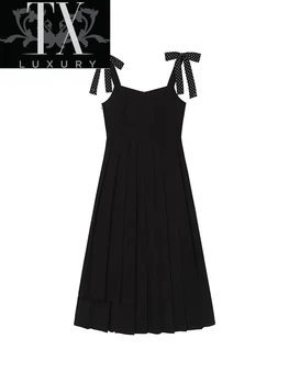 Strappy Dantelli Siyah Vestidos Yan Bölünmüş Seksi Spagetti kemerli elbise Kadın Sundress Backless Parti Bayanlar A-line Elbiseler 2022