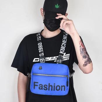 Streetwear Erkekler Hip Hop Göğüs Çantası Açık Su Geçirmez Spor Bel Çantası Çok Cep Yelek Çanta Erkekler İçin Fonksiyonel Taktik Göğüs Çantası