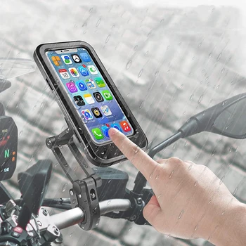 Su geçirmez Bisiklet telefon tutucu, moto rcycle Telefon montaj Braketi ile TPU Dokunmatik Ekran MTB Yol Bisikletleri Moto Açık Sürme