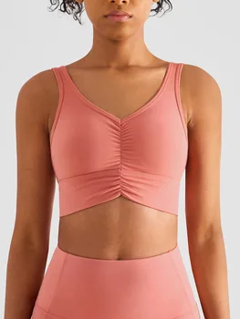 SVOKOR Katı Spor Sutyeni Göğüs Pedi İle Kadın Darbeye Dayanıklı Yoga İç Çamaşırı Çıplak Duygu koşu sutyeni Backless Straple Kırpma Üst