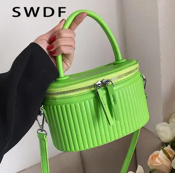 SWDF Lüks Mini Kutu Deri Crossbody tek kollu çanta Kısa Saplı Kadın 2023 Kawaii Tote omuz çantası ve Çantalar Marka Siyah