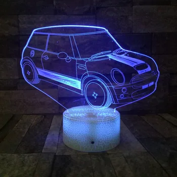 Süper Araba 3D Lamba 7 Renk Değiştirme 3d Illusion Yenilik Led Gece Işıkları Çocuk Hediye Masa Lambası Ev Kahve Dükkanı Bar Dekor