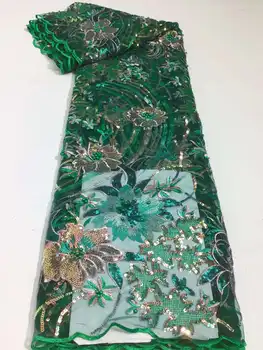 Süper güzel sequins kumaş / Boncuk nakış Afrika dantel kumaş Fransız tül mesh dantel Parti elbiseler / düğün elbisesi