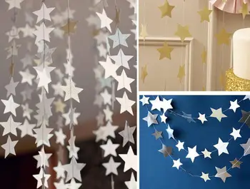 Sıcak bebek duş düğün parti kiraz kuşu yıldız kağıt 4m dekorasyon afiş damla Garland