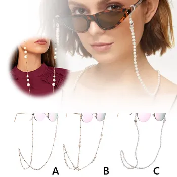 Sıcak Kadın Gözlük Zincirleri Taklit İnciler Güneş Gözlüğü Gözlük Zinciri Gözlük Kordon Tutucu Boyun Halat DSA1