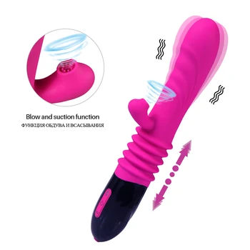 Tavşan Emme Vibratörler Kadınlar için 10 Frekans Otomatik Teleskopik Masaj Sokmak Dildo G-Spot Klitoris Teşvik Seks Oyuncakları