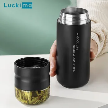 Taşınabilir Termos Bardak Paslanmaz Çelik Çay Çay Demlik 300ML Süt Kahve çay fincanları Cam Kapaklı Yalıtımlı termos