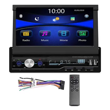 Tek Din Araba Stereo 7 İnç Bluetooth Araç Ses Video Oynatıcı RDS FM AM Araba Radyo Çalar USB / AUX / TF HD Geri Çekilebilir