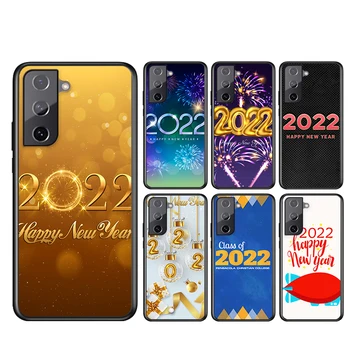 Telefon kılıfı için Samsung S21 S20 FE S22 Ultra Pro Lite S10 5G S10E S9 S8 Artı Noel mutlu Yeni Yıl 2022 Siyah Yumuşak Kapak