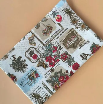 Terfi! Vintage Marka 48x145 cm Kırmızı Gül Çiçek Damga Baskılı Pamuk Keten Kumaş Doku çocuk yatağı tekstil Dikiş