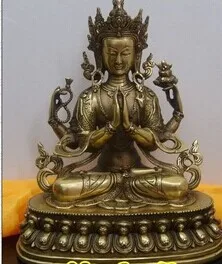 Tibet Budist bronz AVALOKİTOSHVARE GUANYİN KWAN YİN buda heykeli 28 cm 2.7 KG