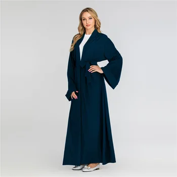 Türkiye Müslüman Rahat Düz Renk Elbise kadın İslam Giyim 2021 Flounced Kenar Gevşek Büyük Sarkaç Elbiseler CM007