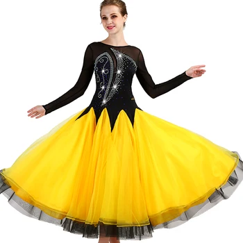Uzun Kollu Balo Salonu Dans Yarışması Elbiseler Özelleştirilmiş Vals Standart Balo Salonu Elbise Kadın Kızlar Balo Salonu dans elbiseleri