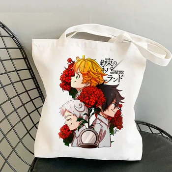 Vaat edilen Neverland Emma Norman Ray Anime Çanta omuz çantaları Rahat Alışveriş Kız Çanta Kadın Zarif Kanvas Çanta