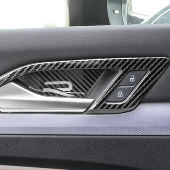 Volkswagen VW Golf 8 için MK8 2020 2021 Araba Aksesuarları LHD Pencere Kol Dayama iç kol Kase anahtarı paneli Paslanmaz Karbon 4 adet