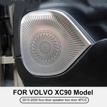 Volvo için XC90 2015-2020 Kapı Ses Hoparlör Çerçevesi Hoparlör Kapağı Paslanmaz Çelik Ses Sticker Trim 4 Adet