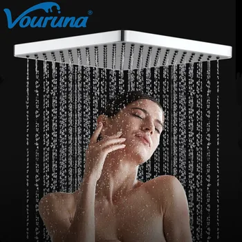 VOURUNA Kare / Yuvarlak 8 İnç ABS Plastik Üst Sprey Duş Başlığı Banyo Yağış Yüksek Basınçlı yağmur biçimli duş Kafa Krom