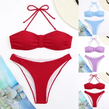 Women Bandeau Bandage Bikini Set Push Up Brazilian Swimwear Beachwear Swimsuit Купальник Женский Maillot De Bain Femme L4