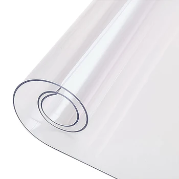 WSFS Sıcak Şeffaf Su Geçirmez Masa Örtüsü PVC Masa Örtüsü Katı Desen Yağ Geçirmez Masa Örtüsü Cam Yumuşak Bez 1.0 mm sümen Co