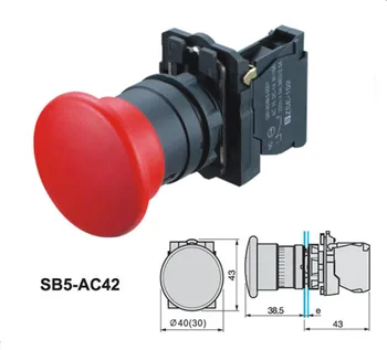 XB5-AC42 Su Geçirmez Acil Durdurma Mantar Kafa basmalı düğme anahtarı Anlık Anahtarı Bahar Dönüş XB5-AC XB5