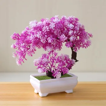 Yapay Bitki Bonsai Plastik Saksı Küçük Sahte Masa Otel Ev Dekor Ağacı Pot Bahçe Simülasyon Çiçekler Yapay Süsler