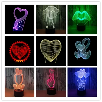 Yaratıcı Romantik 3D Kalp Şekli LED Gece Lambası 7 Renkler AŞK Balon Lamba severlerin Önerin Yeni Yıl sevgililer Günü hediye
