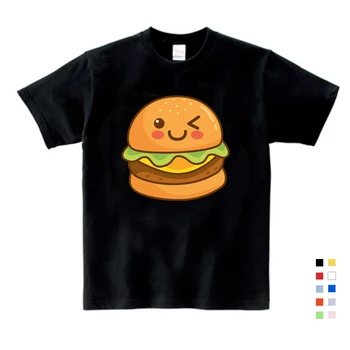 Yaz Yürüyor Çocuk Bebek Kız T-shirt Hamburger Üst Baskı Kısa Kollu Gömlek Bebek Giysileri yaz giysileri Çocuklar için 3-12 yıl
