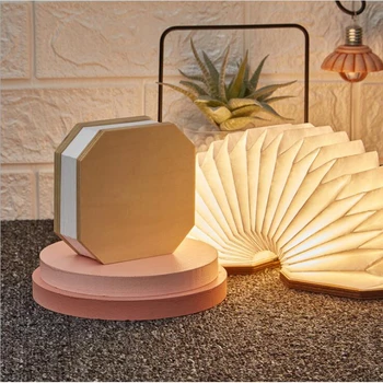 Yeni 3 Renk LED Kitap Gece Lambası Ahşap USB Şarj Edilebilir Katlanabilir Fener Masa ev için lamba Yatak Odası Dekorasyon noel hediyesi