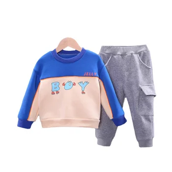 Yeni Bahar Çocuk Kız Moda Giyim Sonbahar Çocuk Erkek T-shirt Pantolon 2 adet / takım Toddler rahat Giyim Bebek Pamuk Eşofman