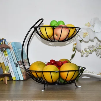 Yeni Ev Dekor 2 Katlı Paslanmaz Çelik Meyve Sepeti Raf Tepsi Moda Stil Mutfak Sebze Depolama Kase Limon Tutucu