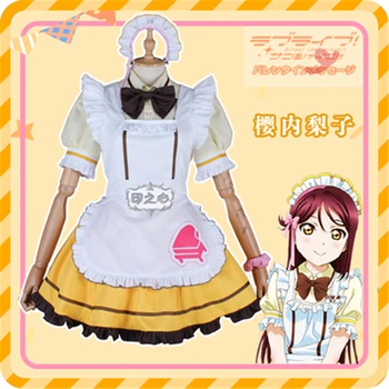 Yeni!! Lovelive Sunshine Aqours Sakurauchi Riko Cosplay Kostüm Kahve Restoran Hizmetçi Elbise Tüm Üye Ücretsiz Kargo
