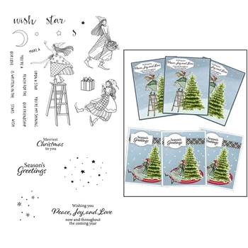 Yeni Noel Kız Temizle Pullar Metal Kesme Ölür Şablon DIY Scrapbooking Kabartma Albümü Kağıt Kartı Zanaat Pullar