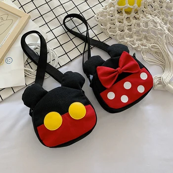 Yeni Sevimli Çocuk postacı çantası Karikatür Hit Renk Mickey Mouse Çantası Kız Tuval Omuz Dekorasyon Çantası