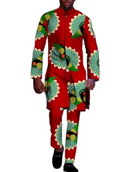 Yeni Sonbahar Erkekler afrika kıyafeti Dashiki Gömlek ve Pantolon 2 Parça Set Artı Boyutu Afrika Dashiki Elbise ve Uzun Pantolon WYN233